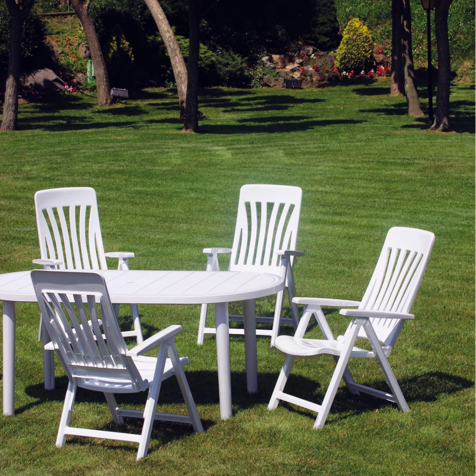 GARBAR BLANES Set 2 Silla con Brazos Multiposiciones Exterior | jardín, terraza, balcón, Playa, Piscina, Picnic, Camping, Catering | diseño, Ligero, Plegable, reclinable | Blanco
