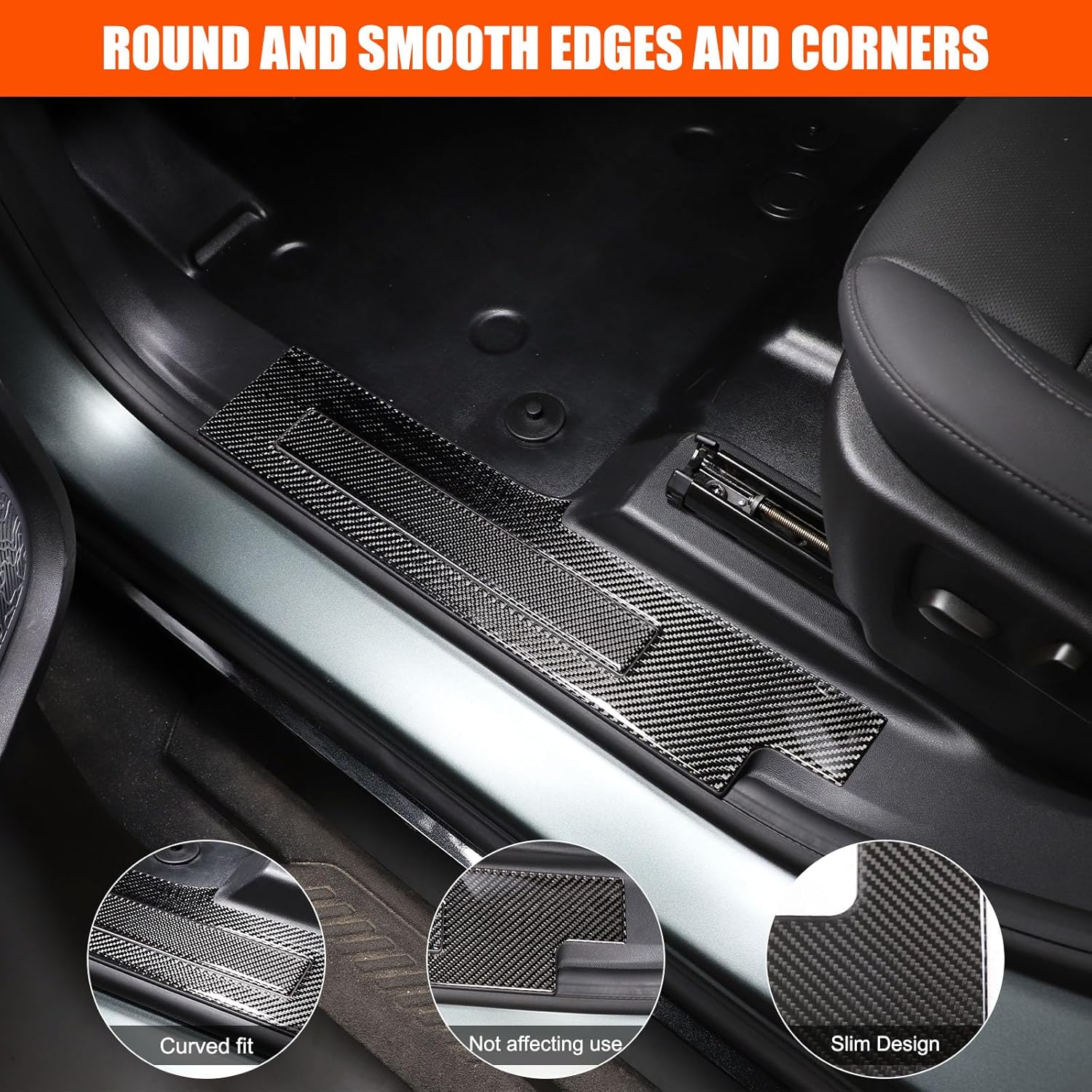 Car Door Sill Protector for Hummer EV SUV Pickup Accessories Soft Carbon Fiber Door Entry Guard Door Sill Scuff Plate Stickers Sticker Decoration Compatible with Hummer EV 2022-2024 2025 2026 (Black)