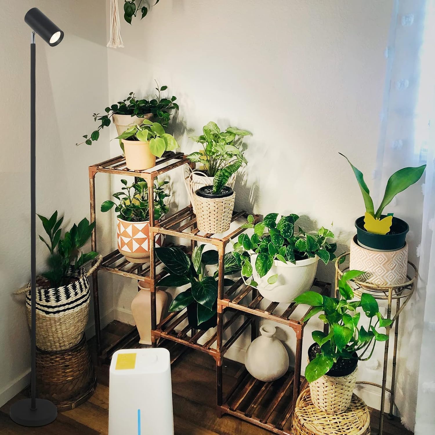 Grow Lights Stand for Indoor Plants Full Spectrum Tall Plant Light for Indoor Growing with 20W COB Plant Light Bulb,4,8,12H Timer, Led Growth Floor Lamp for Large Plant Seedling(6 Level Height)