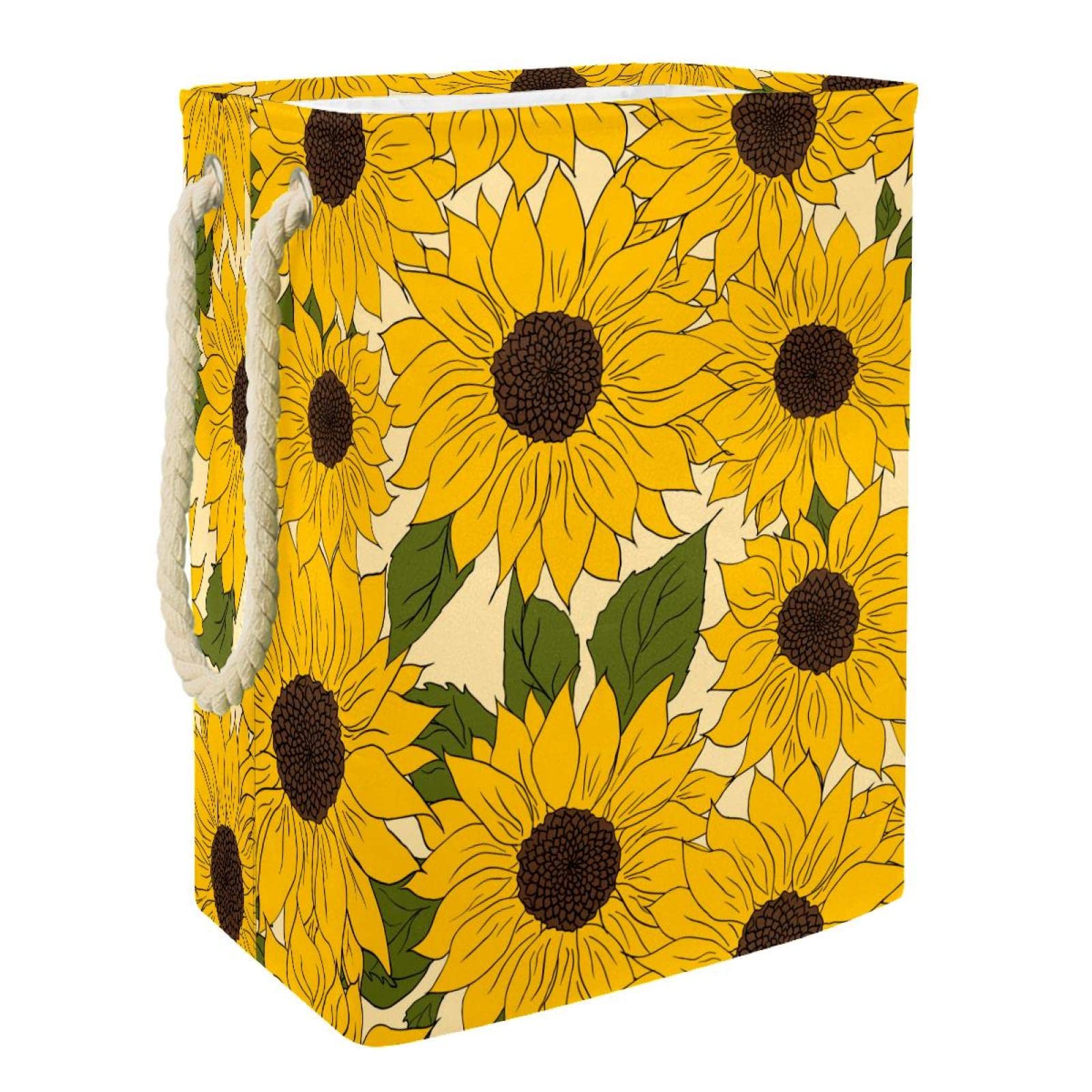 Grand panier à linge tournesol avec poignée pour chambre