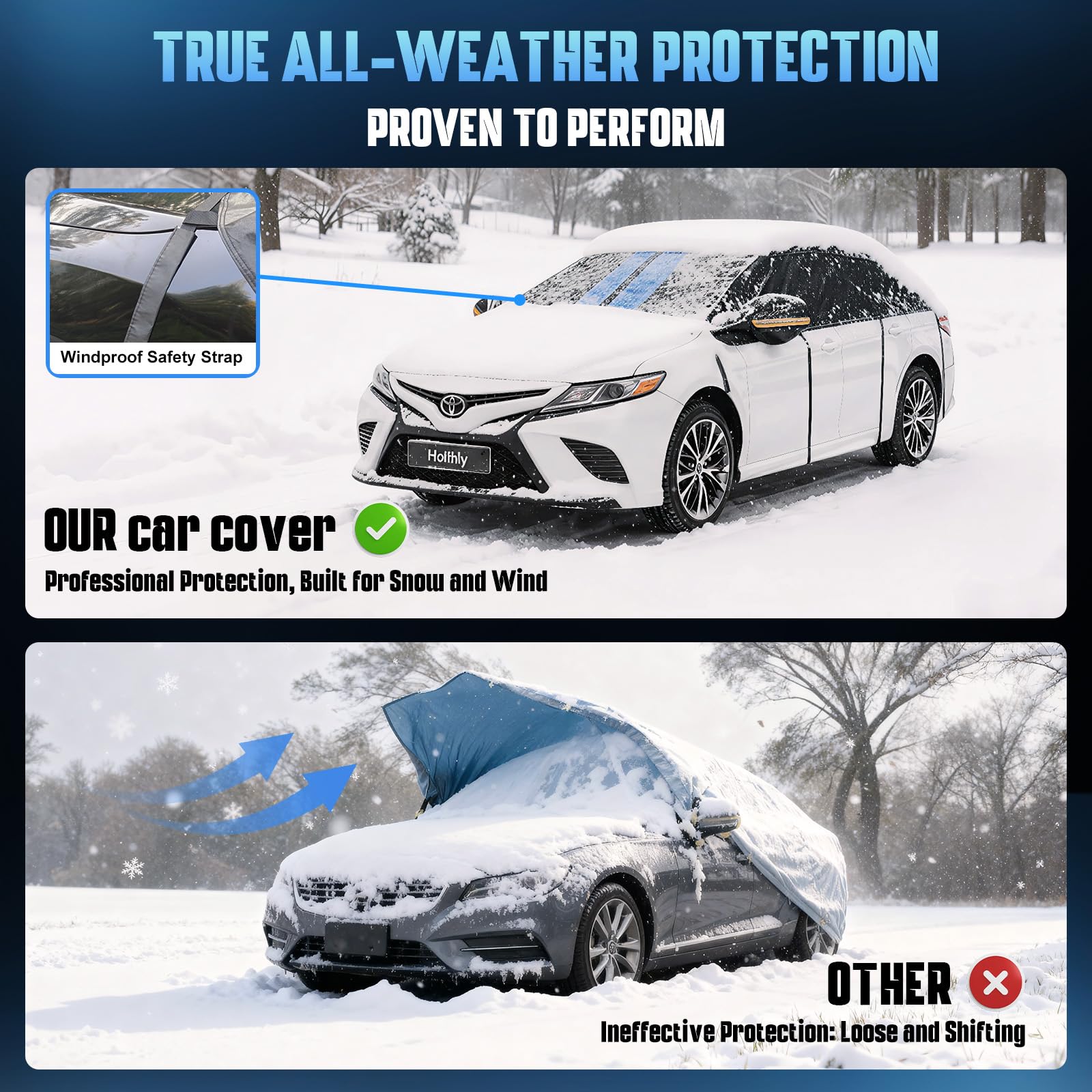 Mezzo Copriauto da Esterno,Telo Copriauto Mezzo Garage Impermeabile Anti Neve Antipolvere,Telo Auto Esterno con Gancio elastico e in Cotone,Adatto per SUV/4x4 (fino a 460cm) H4