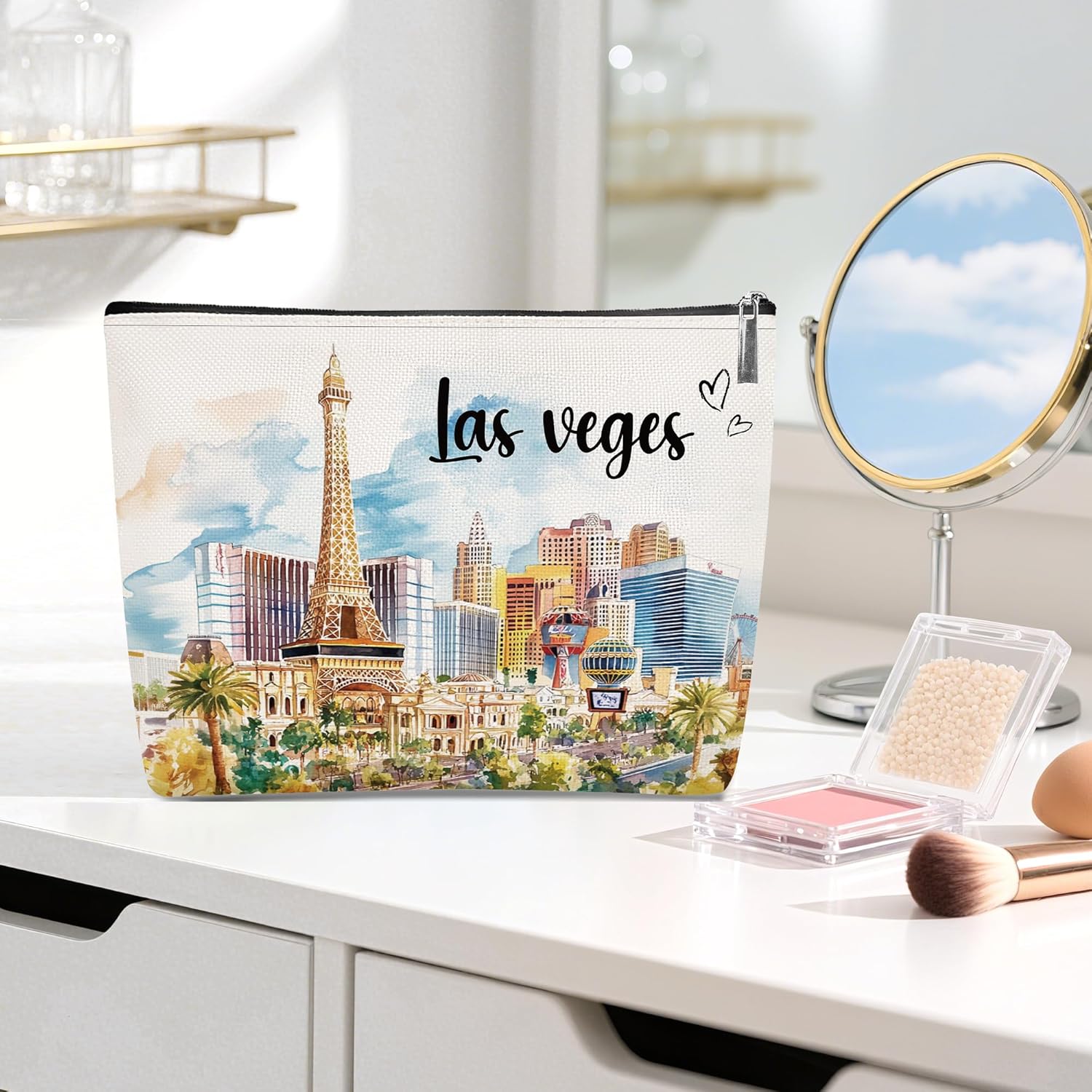 Las Veges Souvenirs Gifts for Women, Travel Cosmetic Bag, Las Veges Zipper Makeup Bags Toiletry Pouch, City Gifts for Girls Besties Friends Bff Sister Daughter - Image 6