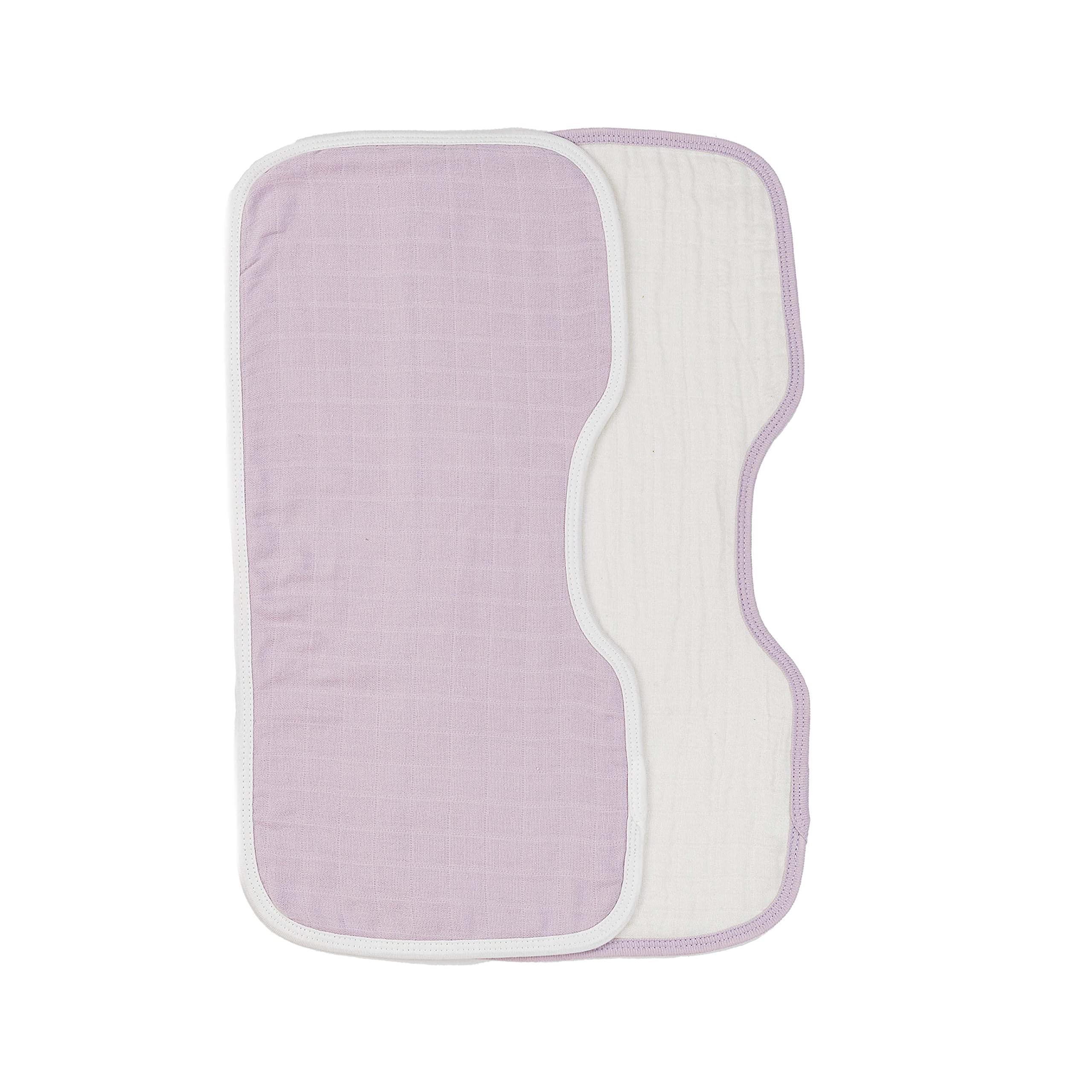 Under the Nile Organic Cotton Contoured Baby Muslin Burp Cloth Two Pack Set in Lavender-image-2