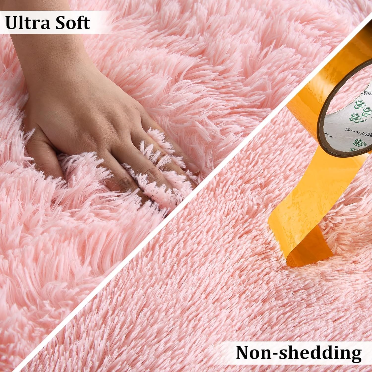 Shag Runner Rug 2x8 Non Slip Hallway Rug Shaggy Area Rug for Bedroom Fluffy Kids Rugs Pink Entry Rugs Fuzzy Carpet for Nursery Bathroom Laundry Office Playroom 2'x8', Pink