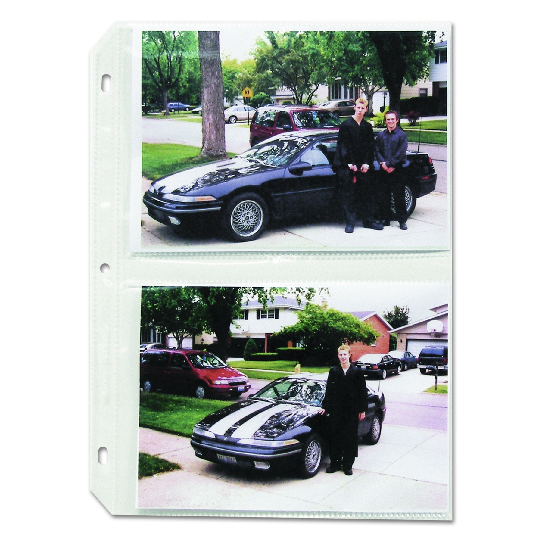 C-Line Clear Photo Pages for Four 5 x 7 Photos, 3-Hole Punched, 11.25 x 8.13, 50/Box