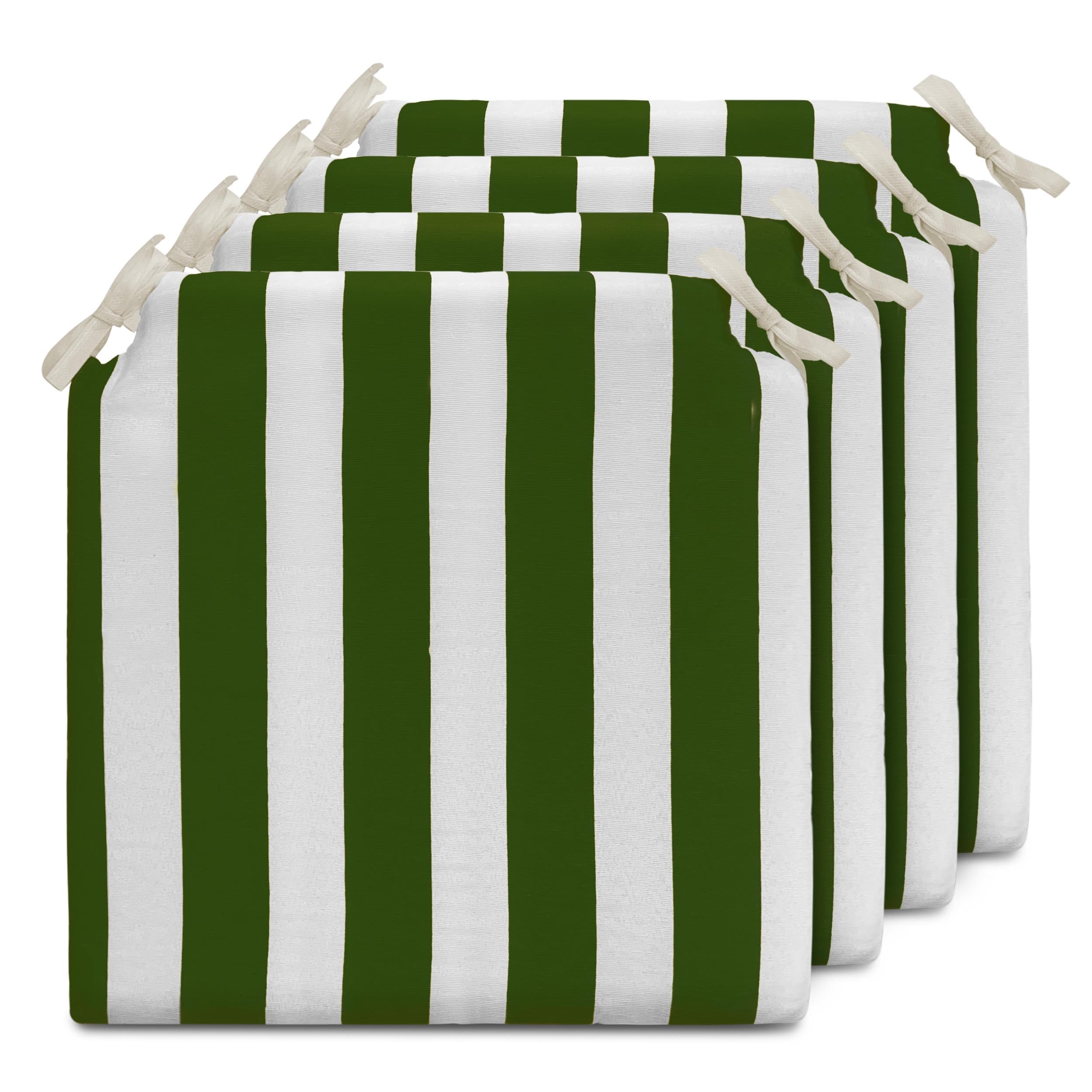 TIENDA EURASIA - Cojines para Sillas de Terraza | Pack de 4 Unidades | Estampado de Rayas | Medida 40 x 40 x 4 cm | Funda Lavable con Cremallera | 2 Cintas de Sujeción | Relleno de Espuma (Verde)