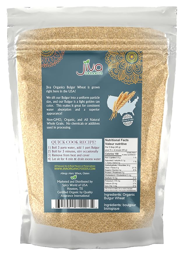 Bulgur de Trigo Orgánico Fino #1 2 LB - Jiva Organics miniatura 2