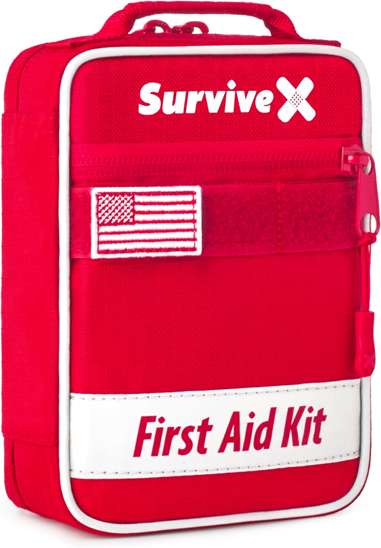 SurviveX Small First Aid Kit for Car, Travel & Home - Emergency Kit for Hiking, Camping, Backpacking and Outdoor Adventures - Includes Zip Stitch Wound Closure Strips