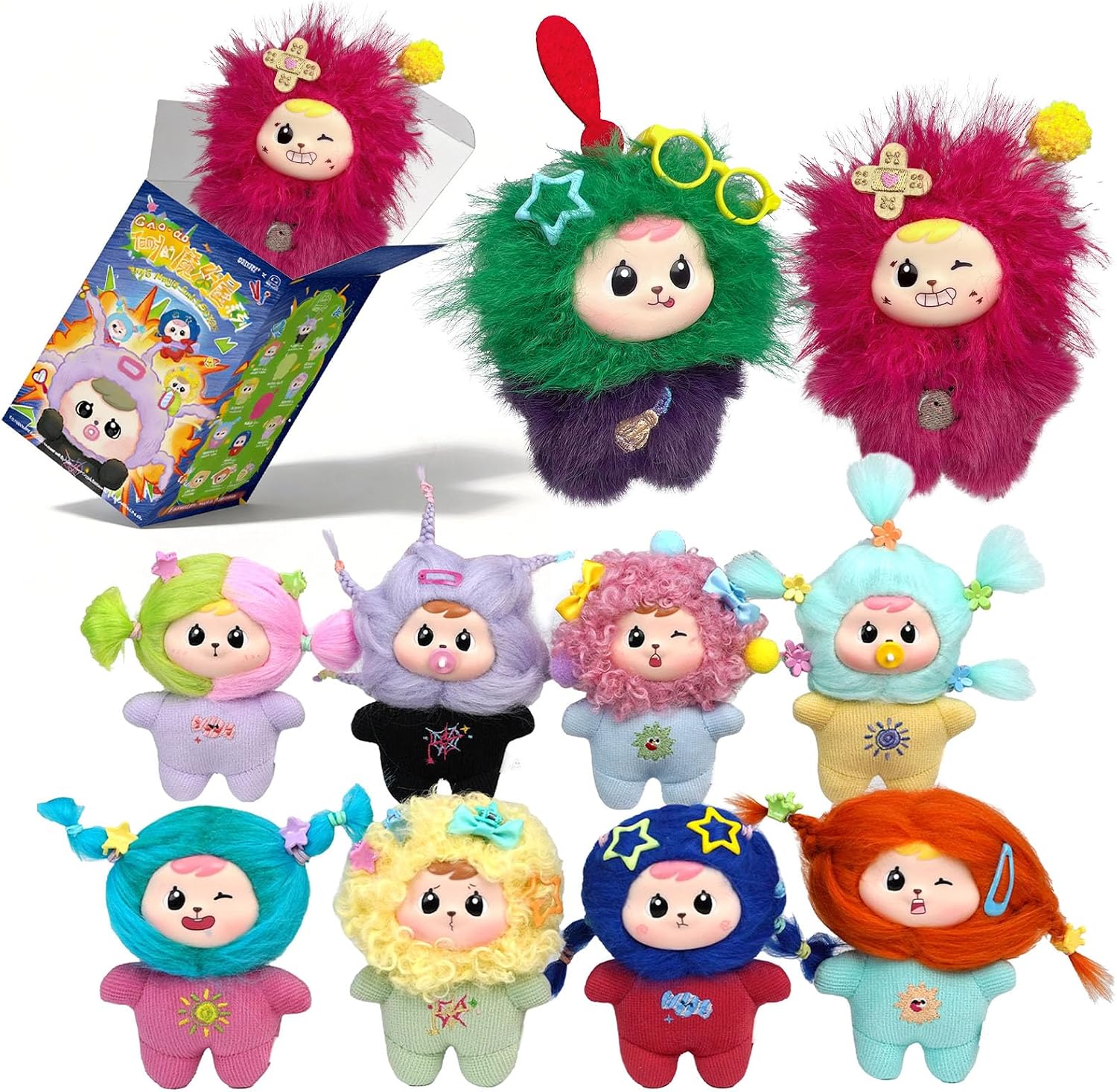 Magic Hair Salon Styling Dolls Blind Box Plush Toys, Mystery Box Bag Charms, Keychain Plush Collectible Figures, Birthday Surprise Stuffed Toys Gift for Girls Boys Kids Adults, Single Box