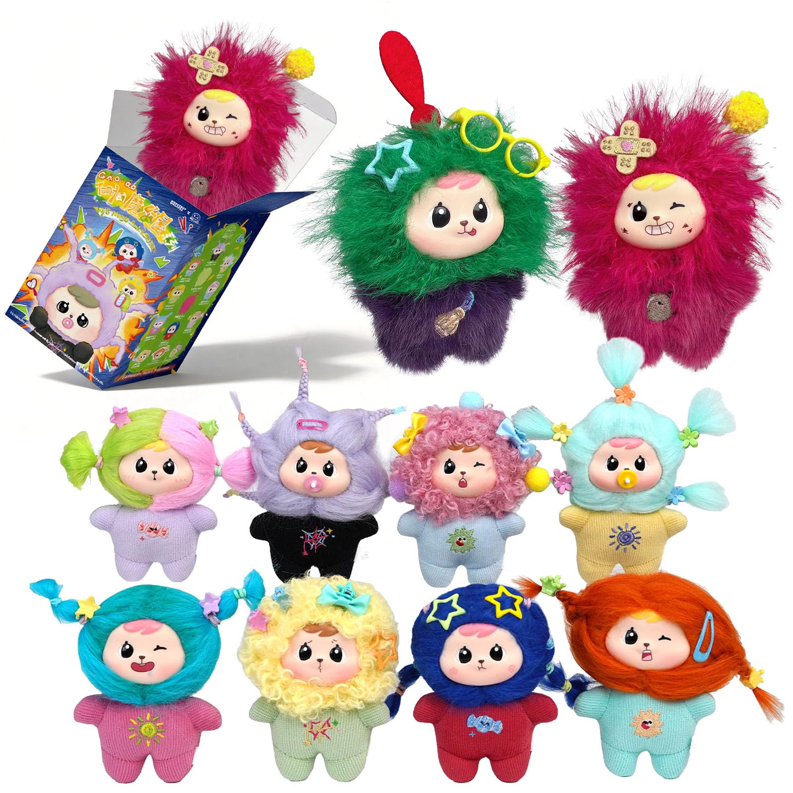 Magic Hair Salon Styling Dolls Blind Box Plush Toys, Mystery Box Bag Charms, Keychain Plush Collectible Figures, Birthday Surprise Stuffed Toys Gift for Girls Boys Kids Adults, Single Box