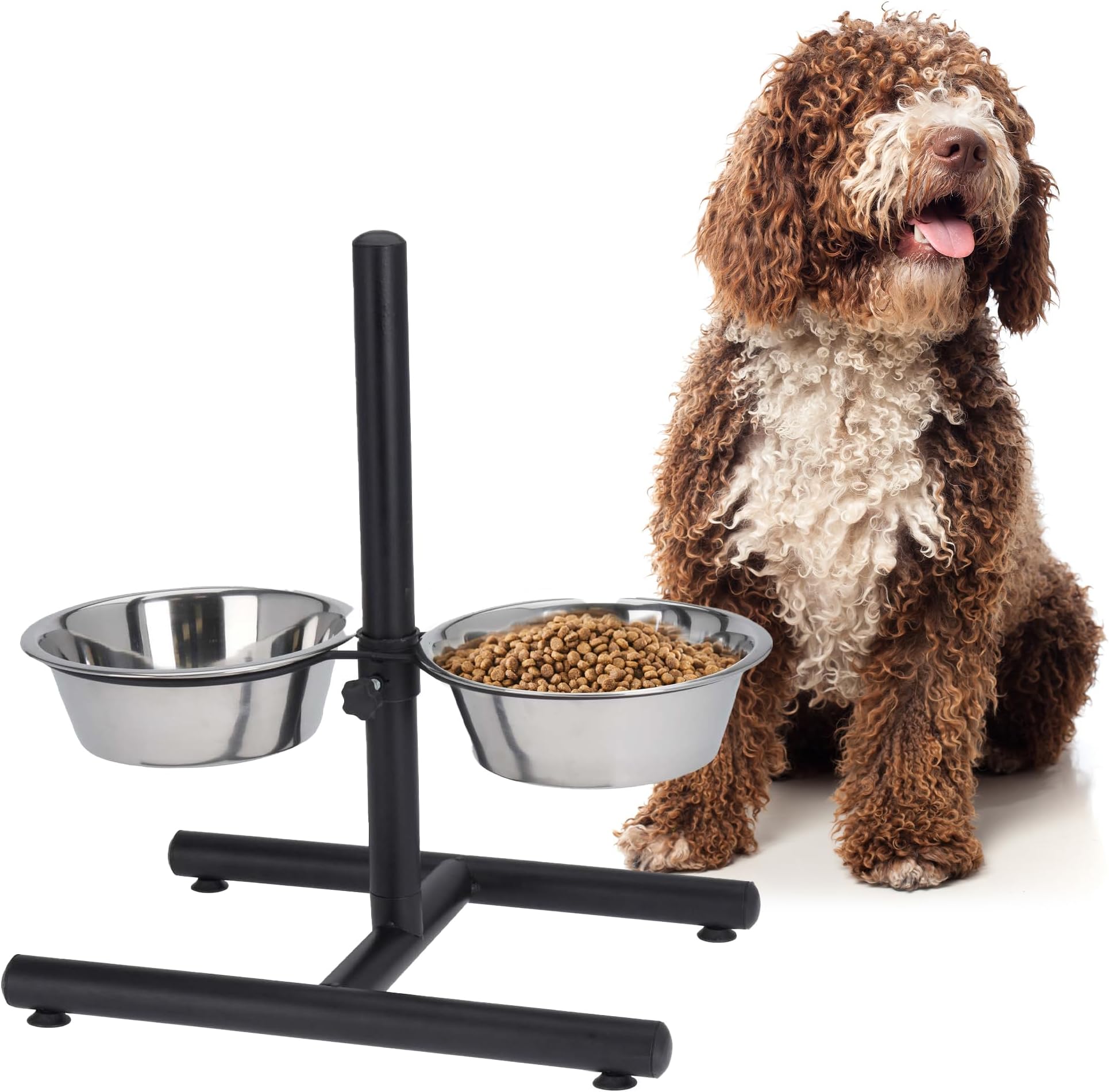 Raised Dog Bowls with Stand Adjustable and Non-Slip - 2x Dishwasher Safe Metal Stainless Steel Raised Dog Bowl for Dog Food Dry or Wet and Water - Dog Accessories for Large or Elderly Dogs