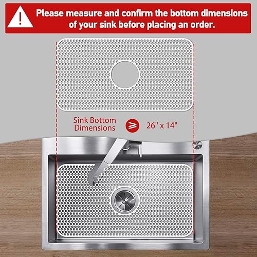 Miniatura 113 de Paquete de 2 tapetes de silicona para fregadero de 13.58 x 11.6 pulgadas, protectores para fregadero de cocina con drenaje central, rejilla Gris