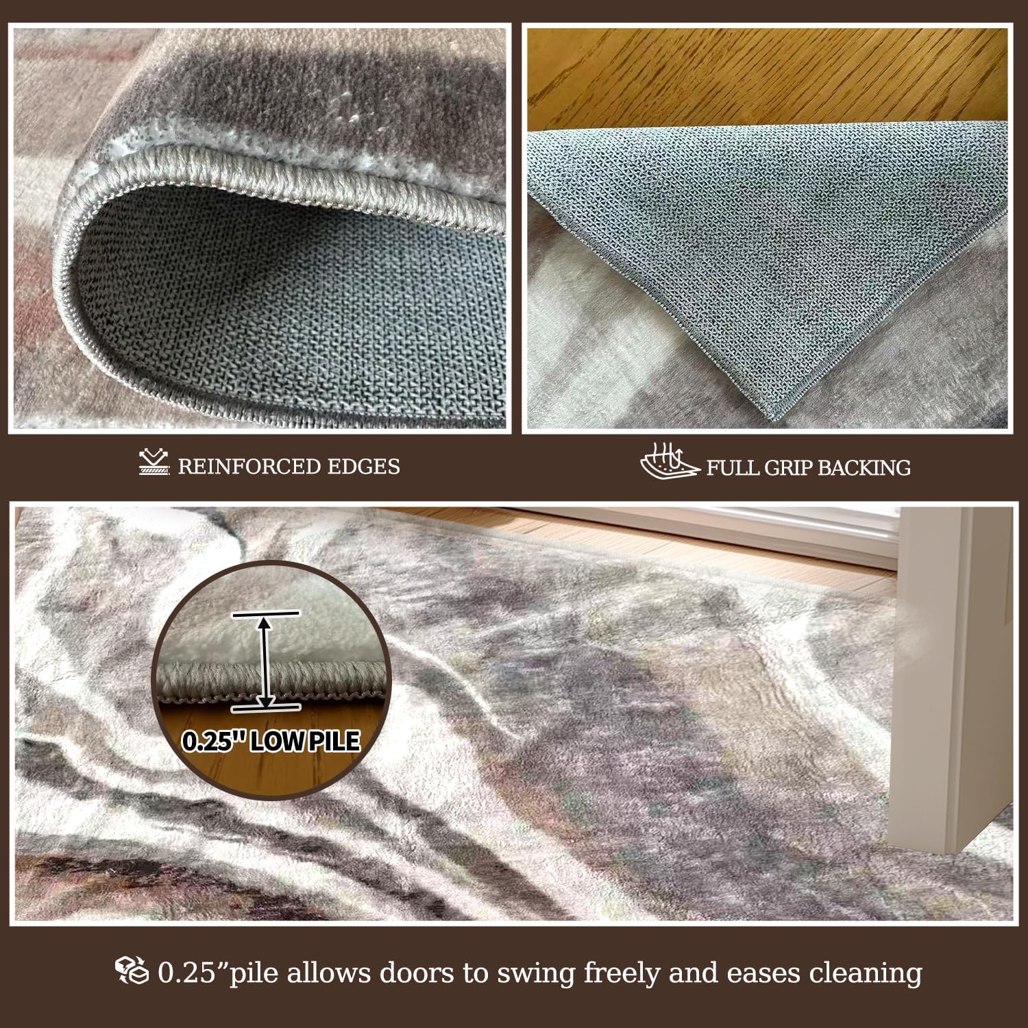 2x3 Washable Doormat, Non-Slip Rug for Front Door, Bathroom & Kitchen - Low Pile Indoor/Outdoor Mat with Rubber Backing, Modern House Design