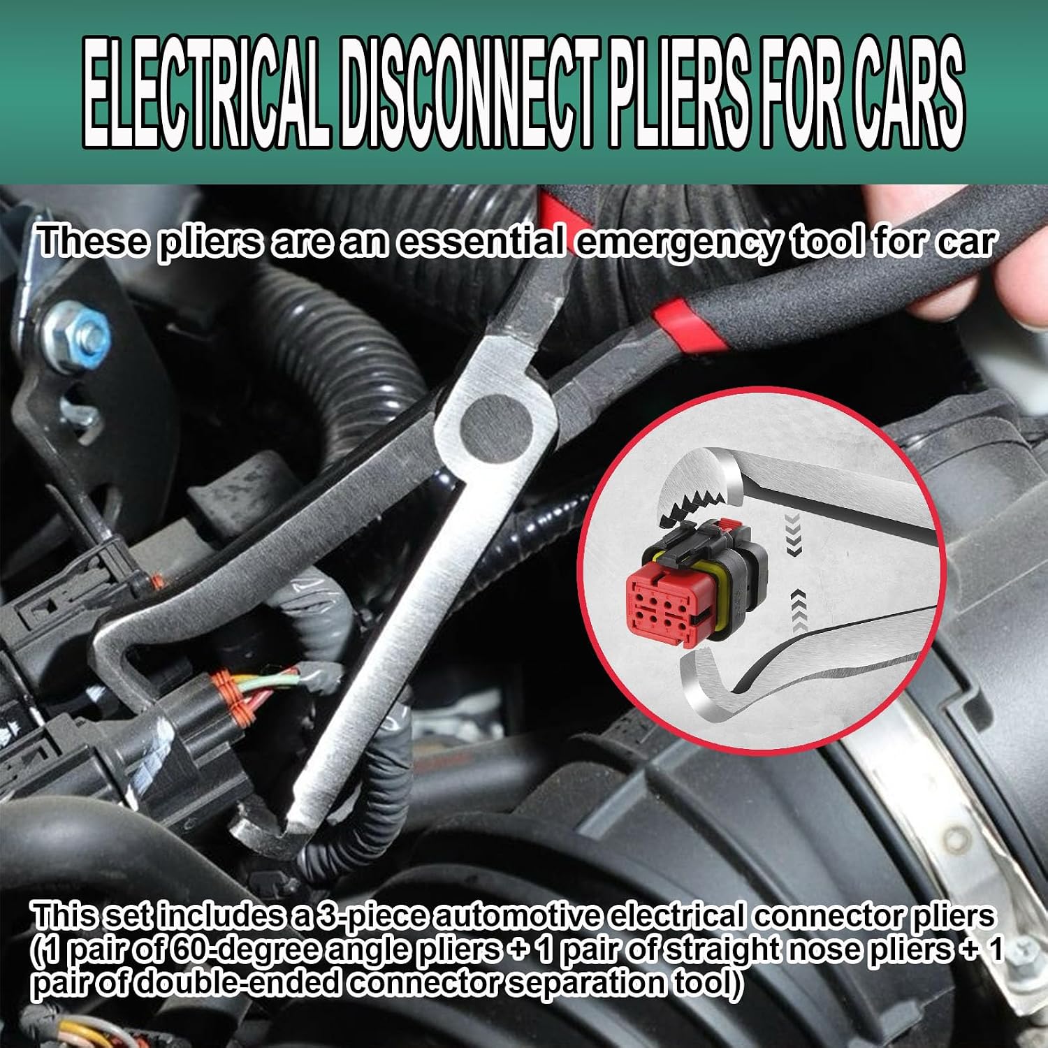 3Pcs Electrical Disconnect Pliers for Cars 37960, 37980 Electrical Connector Disconnect Pliers, Electrical Disconnect Separator 13120, Automotive Electrical Connector Removal Tool Xmas Gifts for Men