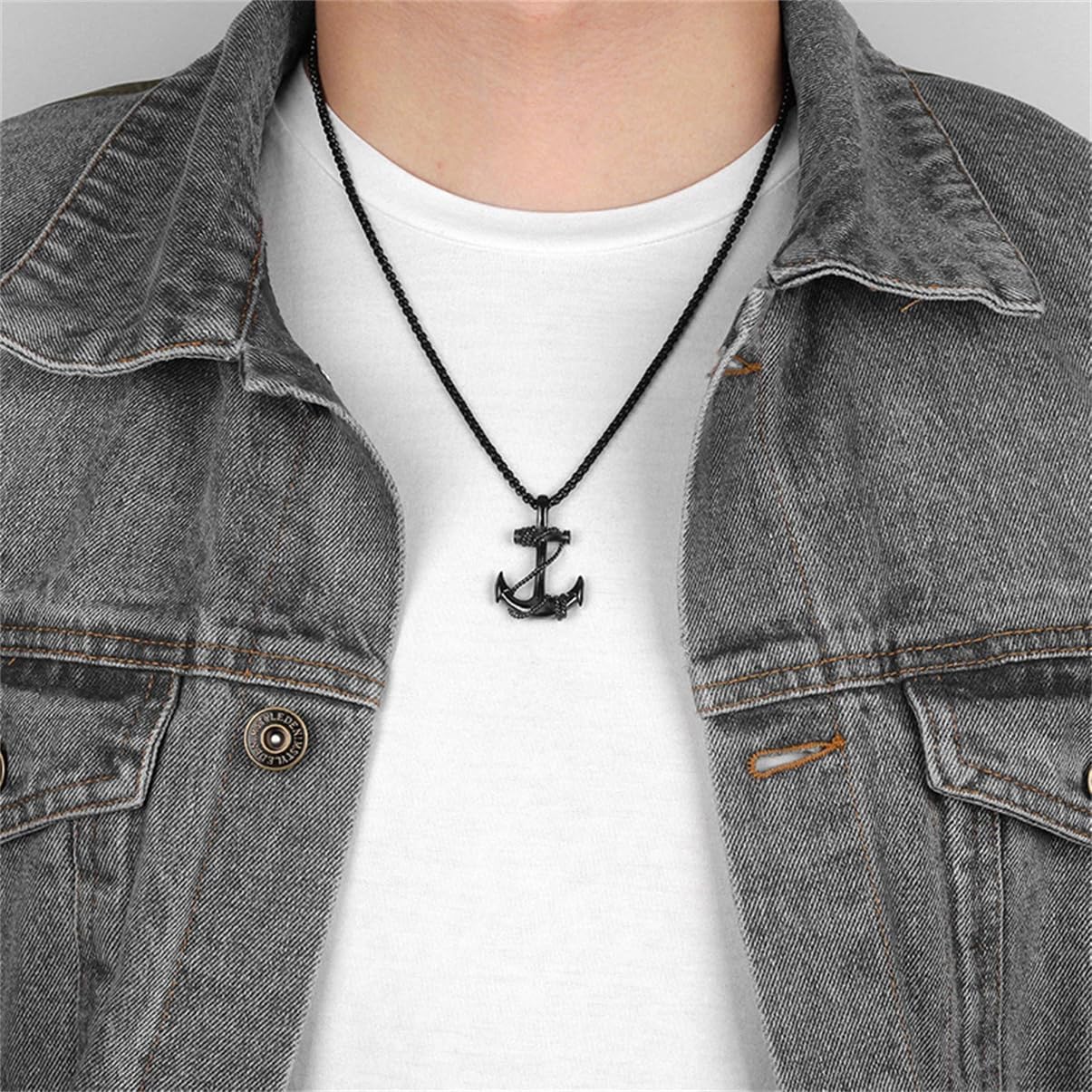 Anchor Necklace for Men,Vintage Pirate Necklace,Gothic Stainless Steel Pendant,Punk Anchor Chain Jewelry for Women - Image 4