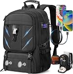 Sac à dos pour ordinateur portable de voyage avec compartiment de chaussures, Sac anti-eau résistant avec USB Port de recharge