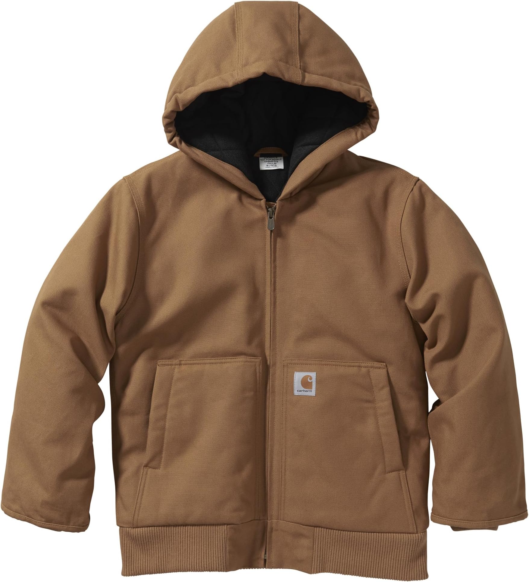 Carhartt Boys' Flannel-Lined Hooded Canvas Insulated Zip-Up Jacket