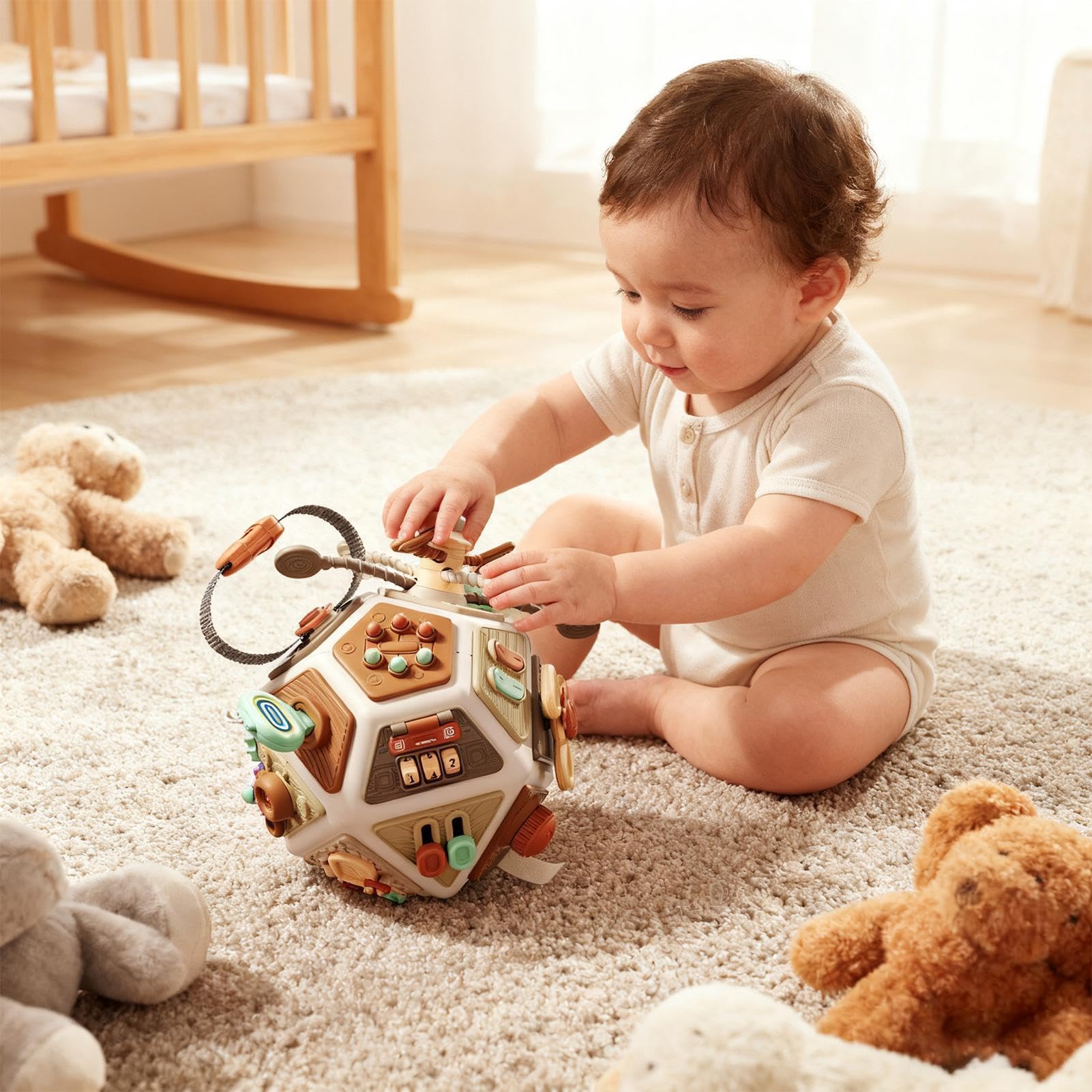 Generisch Giocattoli educativi a forma di cubo occupato, materiale ABS TPE PP | Motore fine | Giocattolo per abilità, giocattolo sensoriale da viaggio, cubo di attività di apprendimento, per bambini dai 6 mesi in su