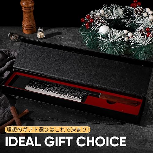 Miniatura 6 de Huusk Cuchillo de chef Nakiri de 7 pulgadas  Cuchillos japoneses forjados a mano, 3 capas 9CR18MOV cuchillo de cocina de alto carbono, cuchillo de