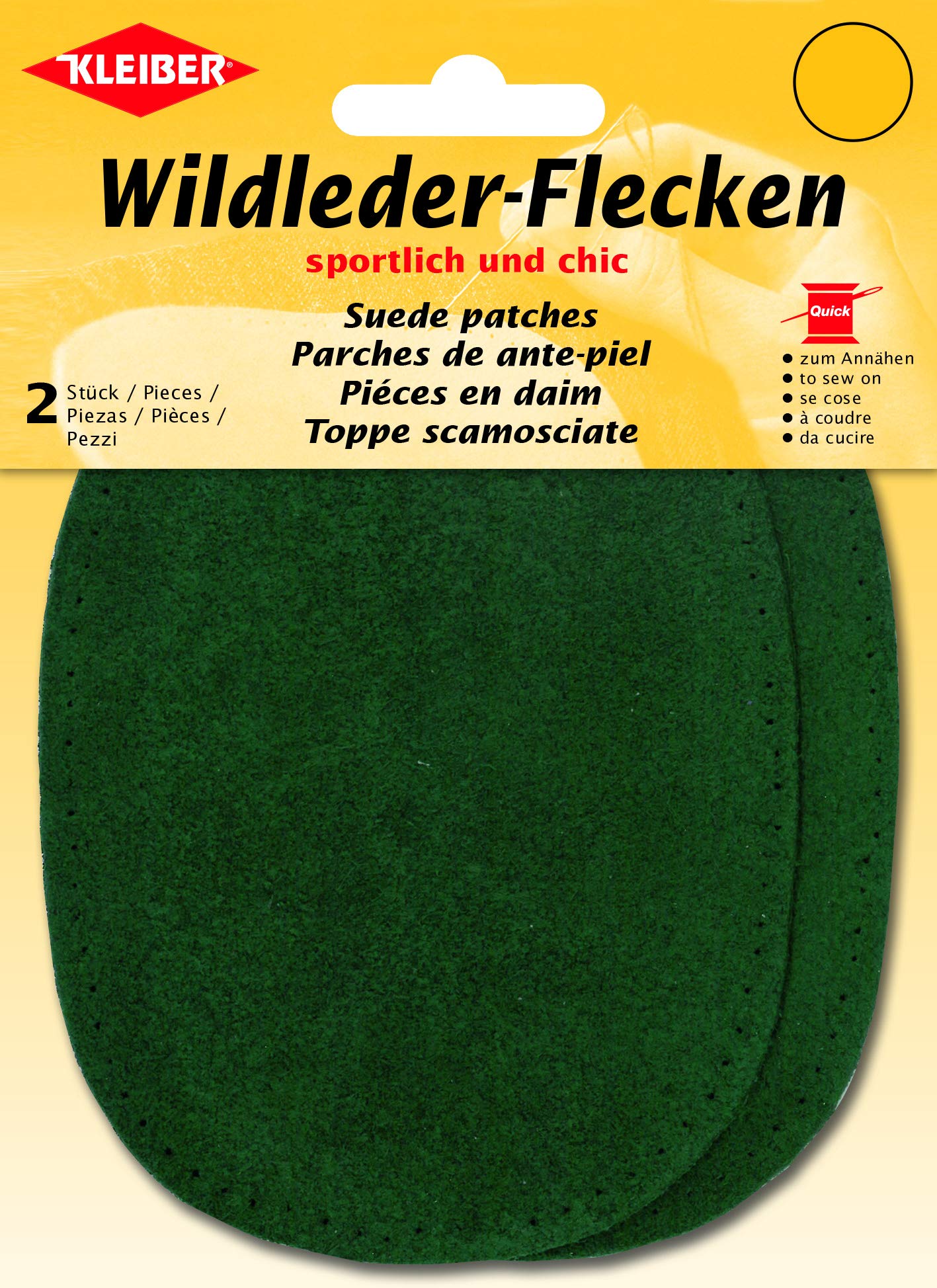 Kleiber 12 x 10 cm Oval Suede Leather Patches, 1 Pair, Green