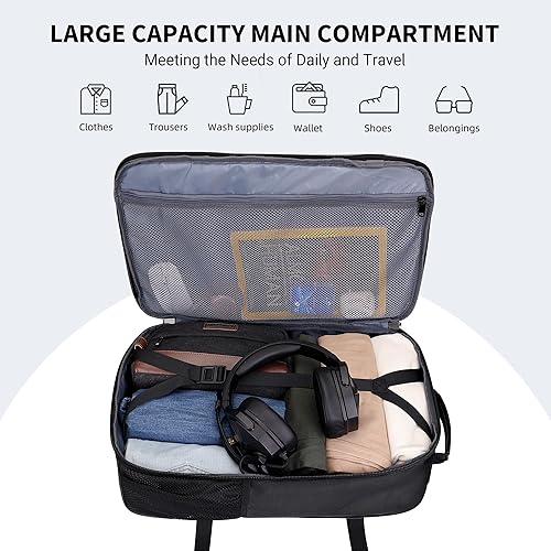 Miniatura 3 de WITZMAN Carry On Travel Backpack for Men Large Convertible 45L Fit 17 Inch Laptop Backpack 3 in 1 Bag for Airline Approved(B688 Black)