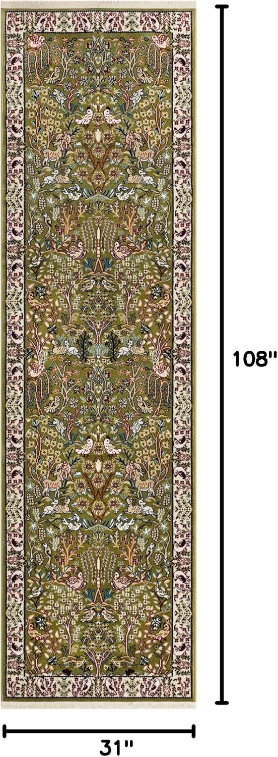 Unique Loom Narenj Collection Area Rug - Bristol (2' 7" x 9' Runner, Green/ Ivory)