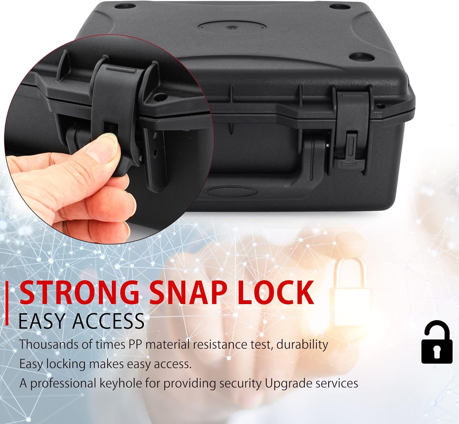 Hard Case with IP67 Waterproof Shockproof Tool Box for Microphone, Drones, Camera, Equipments, Portable Storage Case, 12.2 x 9.8 x 5.5 Inch - Image 8