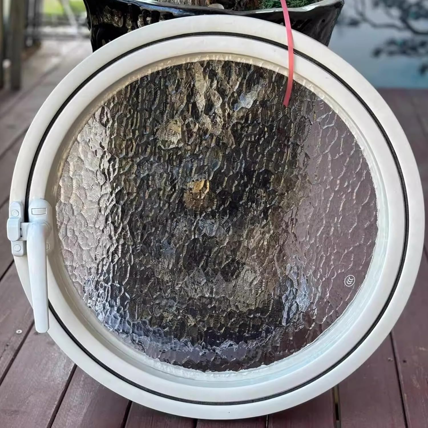 Round Rotating Shed Window with Lockable Handles, Tempered Glass Ventilation for Bathroom, Entryway, Shop, Attic, Living Room