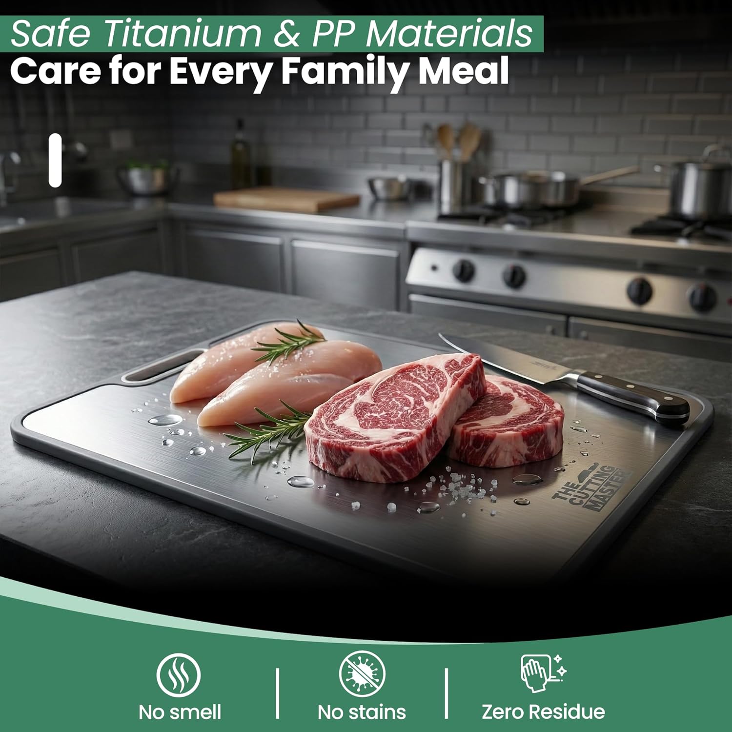 – Titanium Cutting Board, Large Non Toxic 2-in-1 Double-Sided Cutting Mat for Kitchen and Home, Durable Kitchen Gadget Essential.