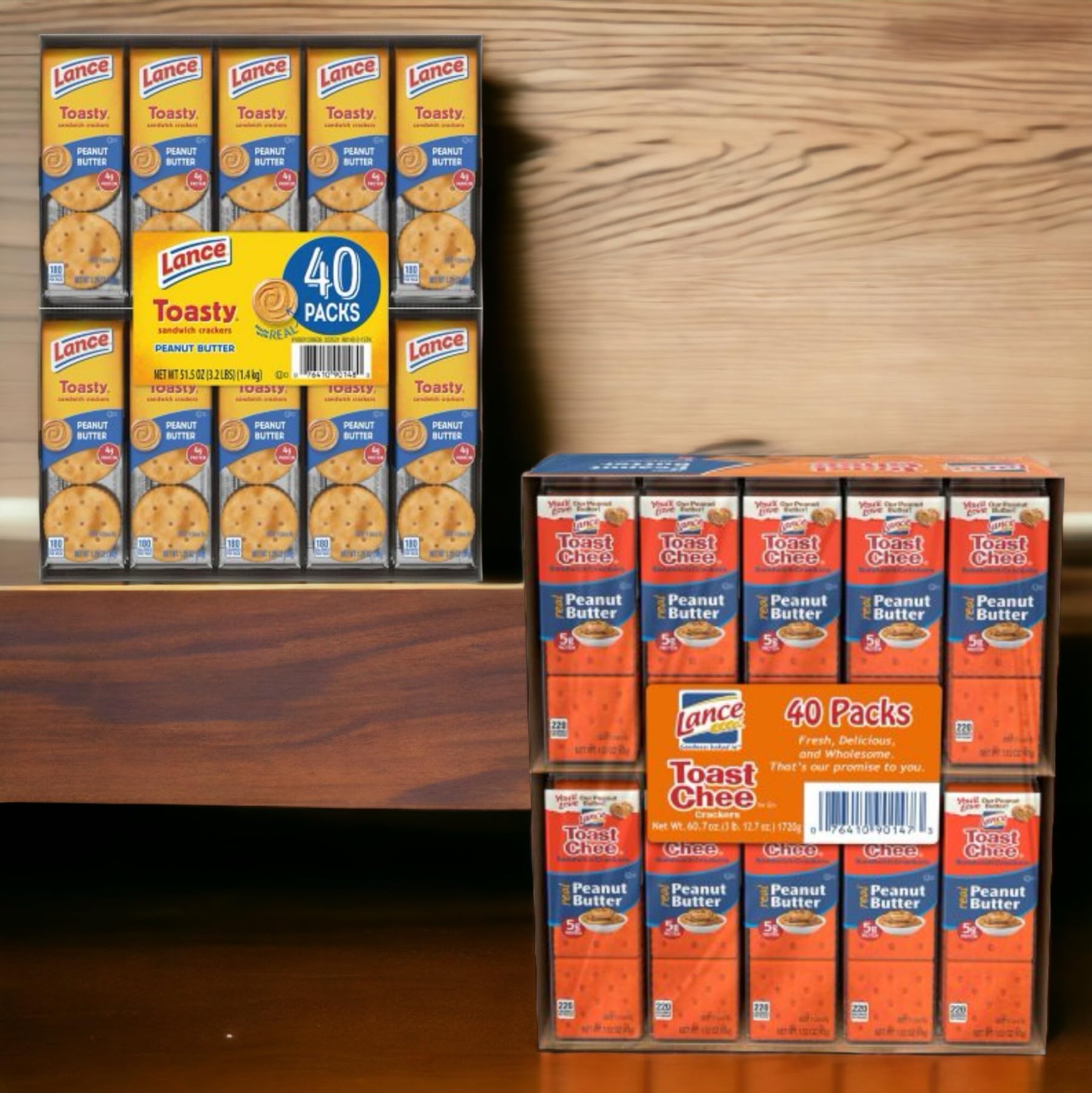 Lance Toasty Peanut Butter Sandwich Crackers (1.29 oz., 40 ct.) and Lance ToastChee Peanut Butter Crackers (1.52 oz., 40 ct.)