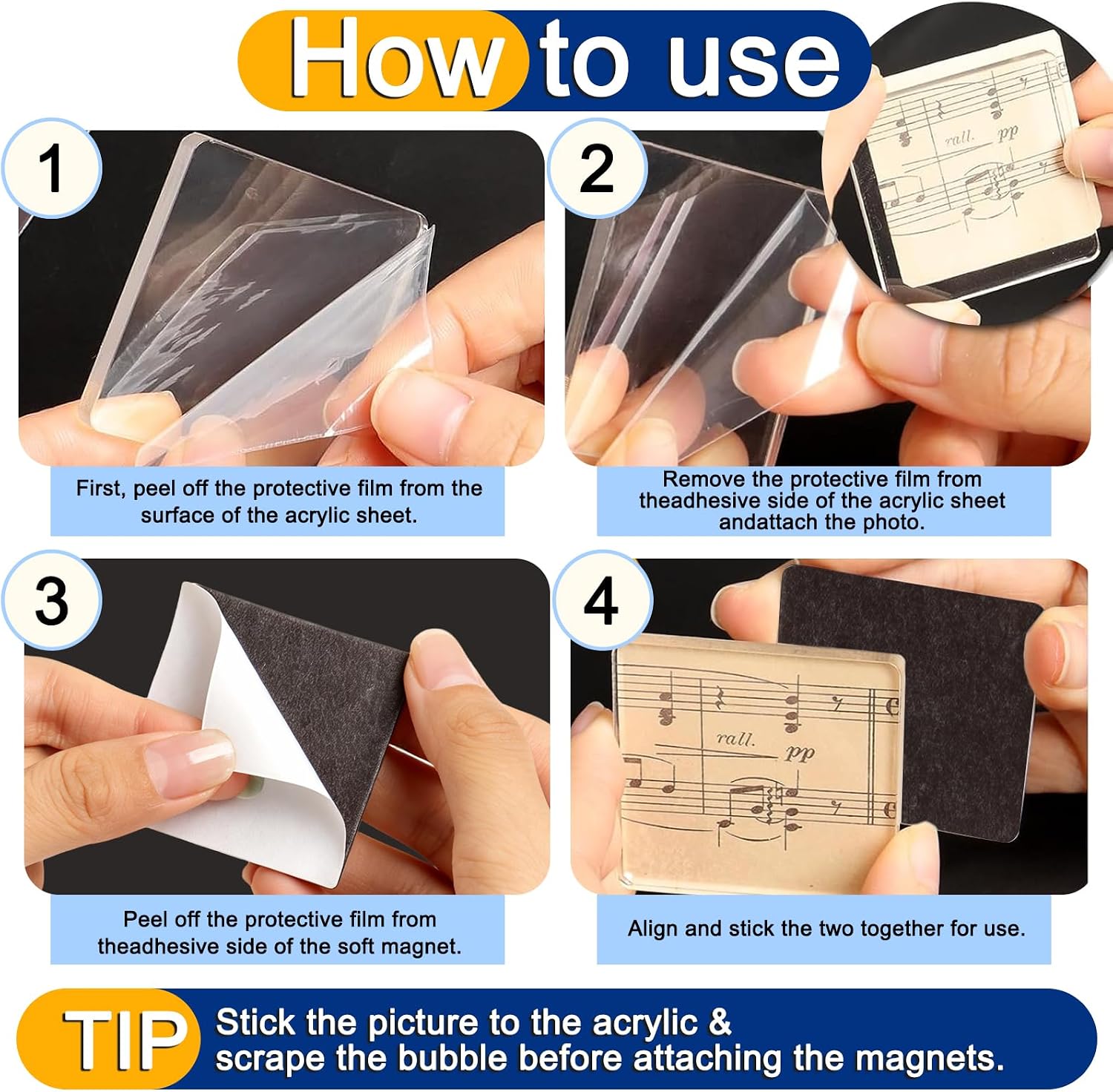 15 Pieces Fridge Magnet Set Acrylic Square Refrigerator Magnet with Adhesive Backing DIY Fridge Magnets for Office, Classroom, Cabinets, Kitchen (30 Piece, 1.89 Inch) image 4