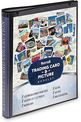 Vista 26 de Samsill Paquete de 50 fundas para tarjetas coleccionables de 4 bolsillos, capacidad para 400 tarjetas, transparente, cabe en mini carpeta estándar