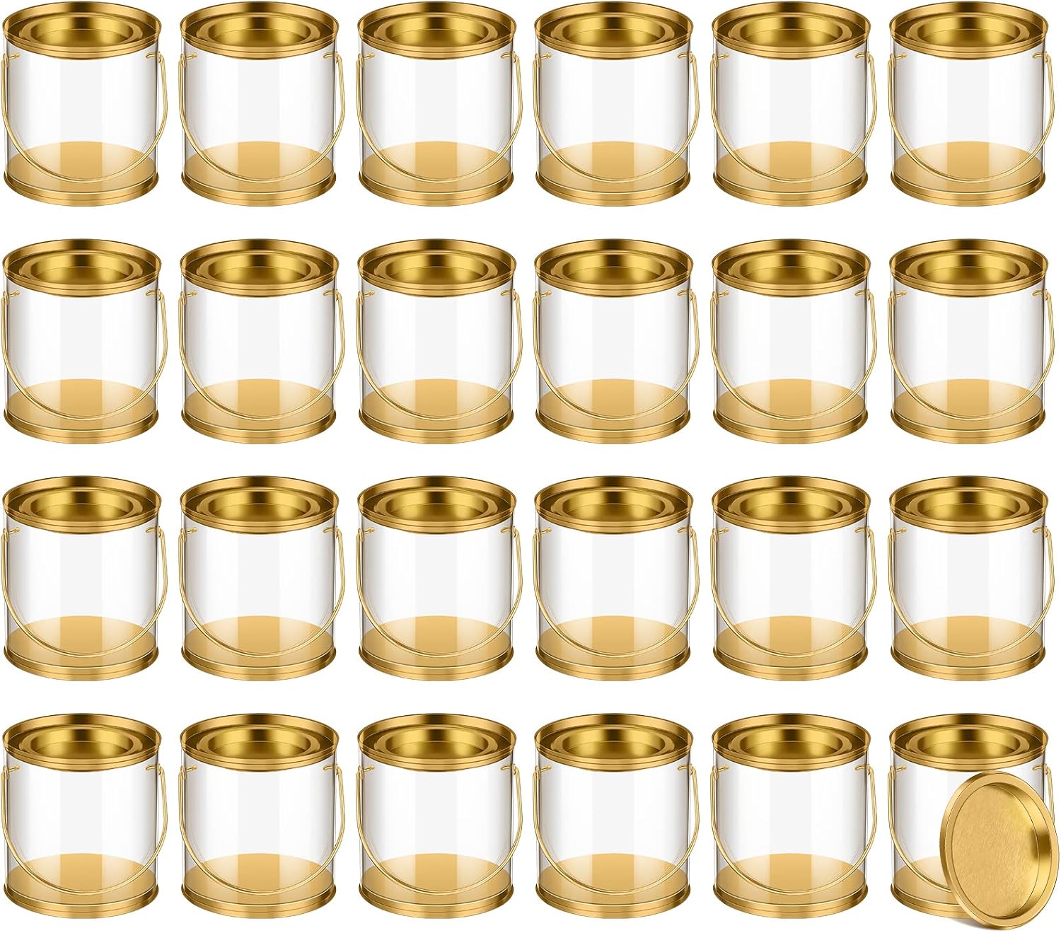 24 Pack Paint Cans Transparent Plastic Paint Cans Mini Empty Bucket with Lids Small