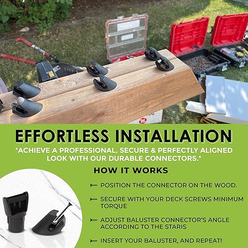 Miniatura 14 de FENCE & DECK RITE Conectores de balaustre para balaustres de metal de 3/4 pulgadas, fabricados con polipropileno negro conectores de balaustre