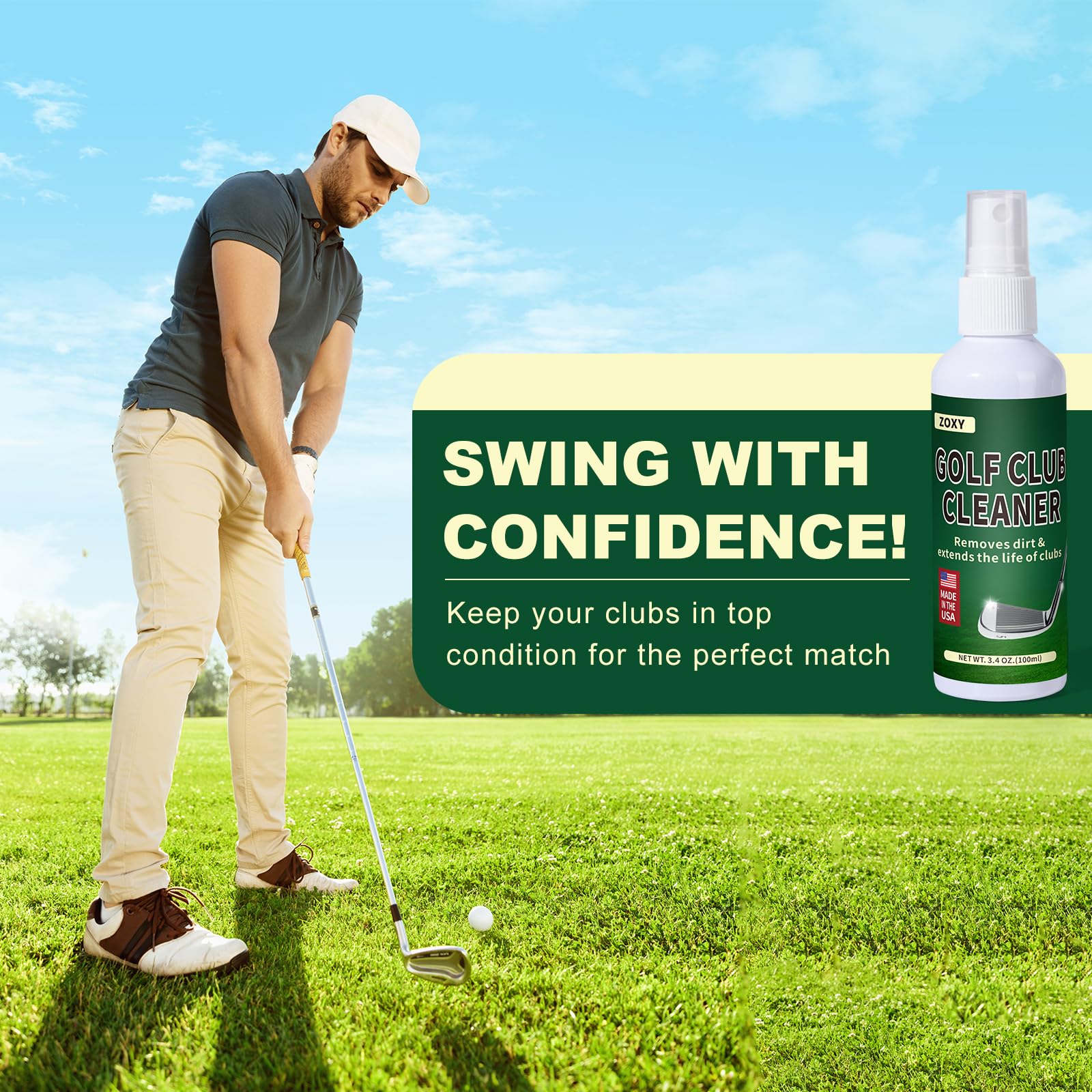 ZOXY Kit de limpieza de club de golf - Limpiar, pulir y restaurar planchas, conductores, putters - Kit de pulido de club de golf con pulido de club de golf, limpiador de club de golf