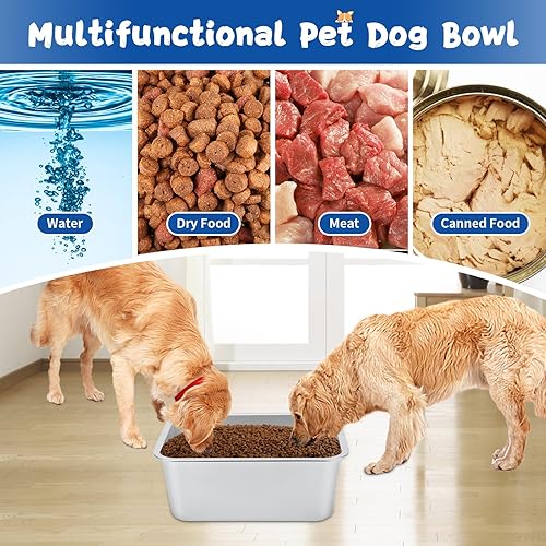 Miniatura 6 de BWOGUE Tazón de agua extragrande de 4 galones para perros grandes, cuenco de acero inoxidable para exteriores, cuencos de agua y alimentos para