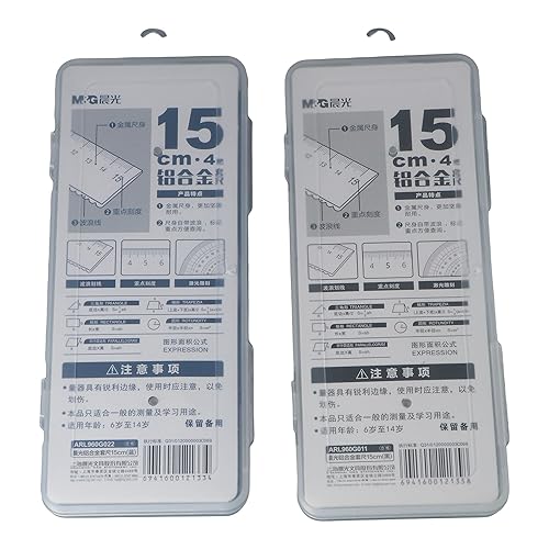 Miniatura 4 de Pokinge Juego de 2 reglas de escala triangular, regla de metal multifuncional, regla de medición matemática, herramienta de redacción, papelería