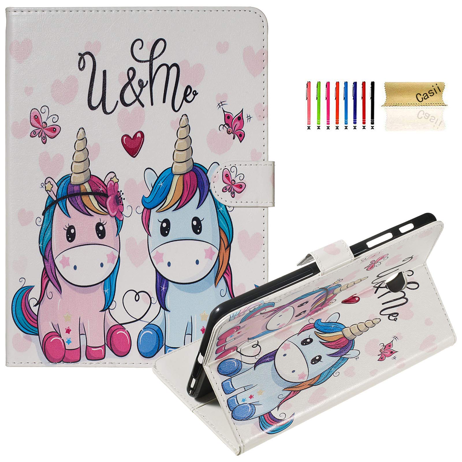 Casii Case for Verizon Sprint Galaxy Tab A 8.0 Case 2018 SM-T387, Ultra-Slim Protective Wallet Cover for Galaxy Tab A 8.0-Inch 4G LTE Tablet Sprint/Verizon/T-Mobile/AT&T 2018 Release, Couple Unicorn