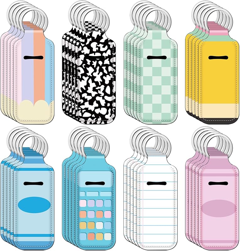 Clysee Porta-batom com chaveiro, estampas pastel, Pacote com 40 unidades