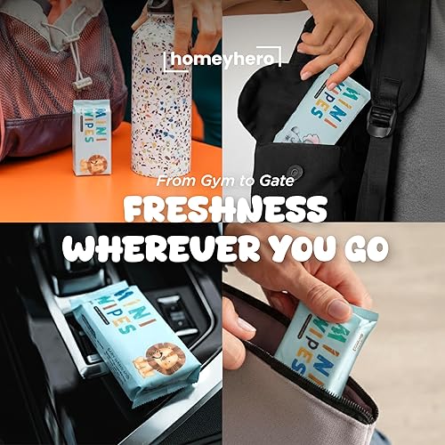 Miniatura 8 de Mini toallitas húmedas  Sin alcohol y fragancia, seguras para bebés y niños  24 bolsas en total 192 toallitas (Sky Lion)