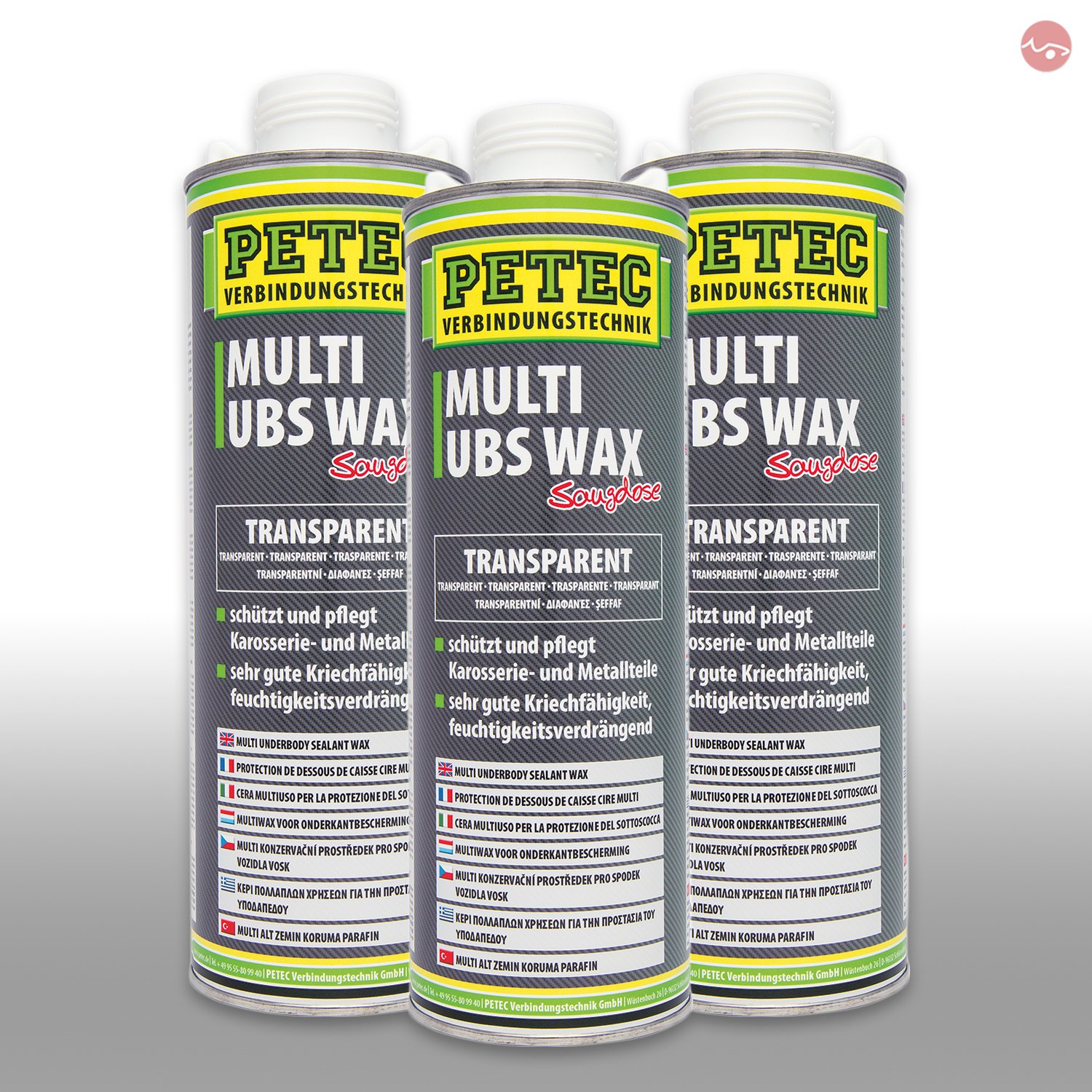 Petec_bundle 3 x PETEC Multi UBS Wax baza kauczukowa w sprayu, puszka przezroczysta 1000 ml 73410