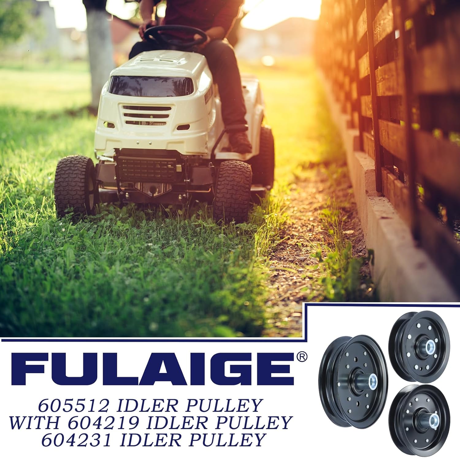 604231 Idler Pulley with 605512 Idler Pulley and 604219 Hustler Deck Pulley for Hustler Raptor 48" 52" 934794, 935759, 935817, 936500, 937763, 937854, 938605, 939223