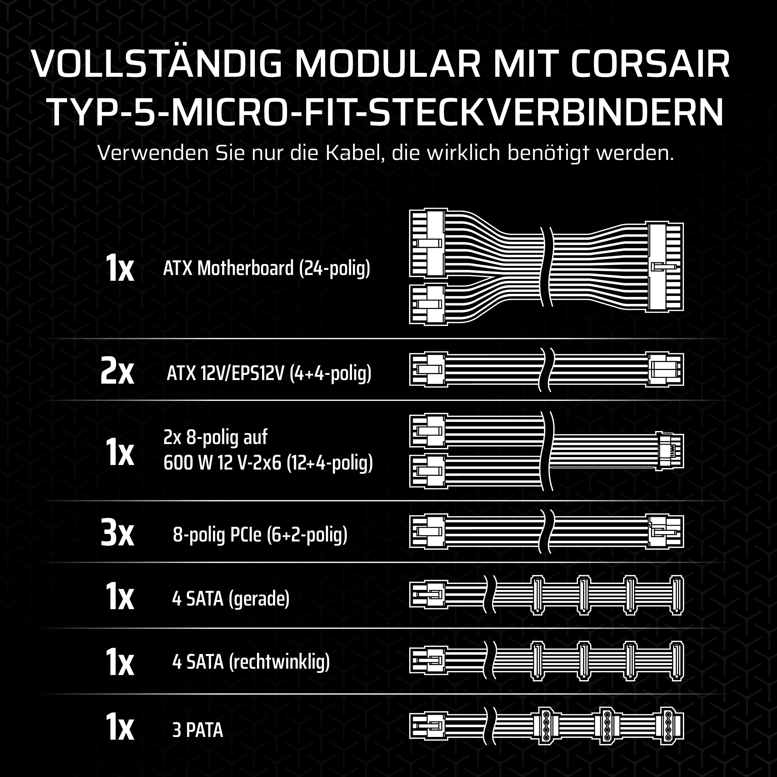 CORSAIR SF850 (2024) Vollständig Modulares Geräuscharmes 80 PLUS Platinum ATX-Netzteil – ATX 3.1-Kompatibel – PCIe 5.1-Fähig – SFX-to-ATX-Halterung im Lieferumfang Enthalten – Schwarz
