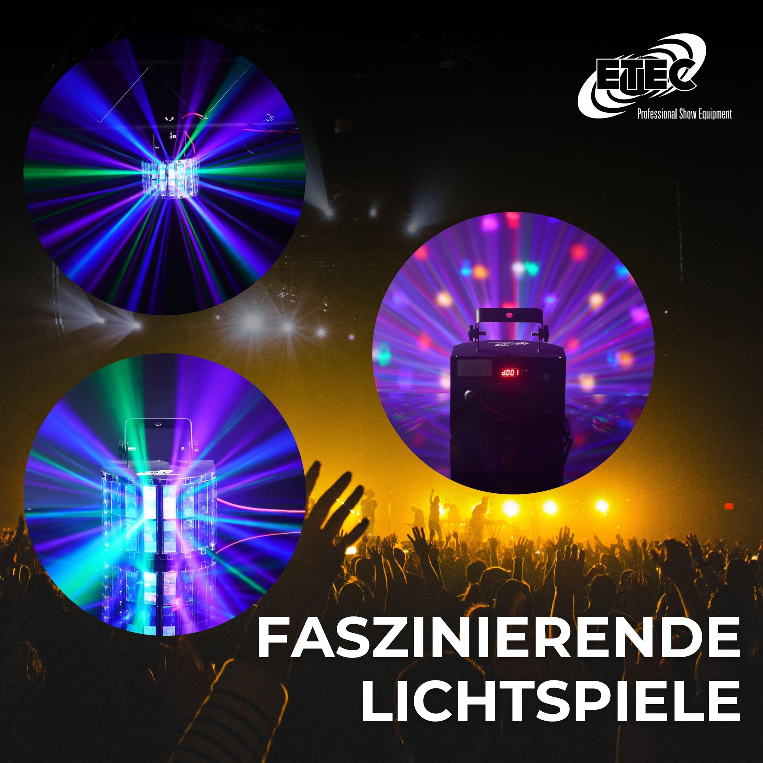 ETEC Professional LED Derby DMX Wave Lichteffekt Farbmischung Party Disco Club DJ Veranstaltung Musiksteuerung Eventbeleuchtung Bühnentechnik