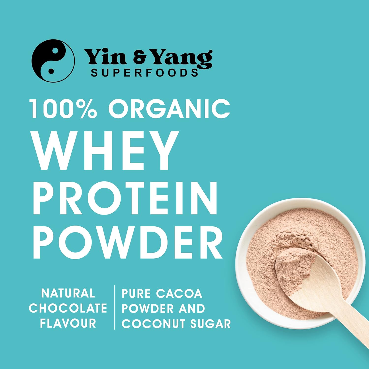 Organic Whey Protein 750g, Natural Chocolate Flavour, with Pure Cacao