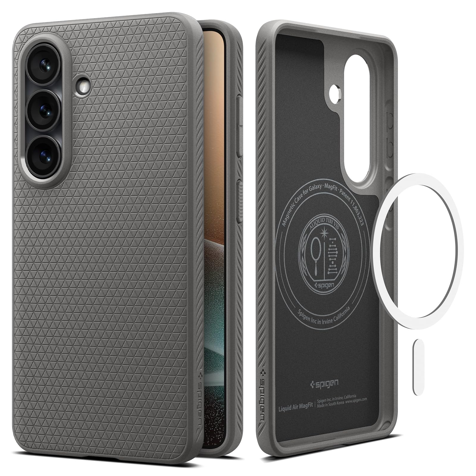 Spigen Liquid Air MagFit für Samsung Galaxy S26 Plus Hülle [rutschfest] Slim TPU mit Truss-Design, Militärgeprüfter Schutz Case Handyhülle, Kompatibel mit MagSafe –Marble Gray