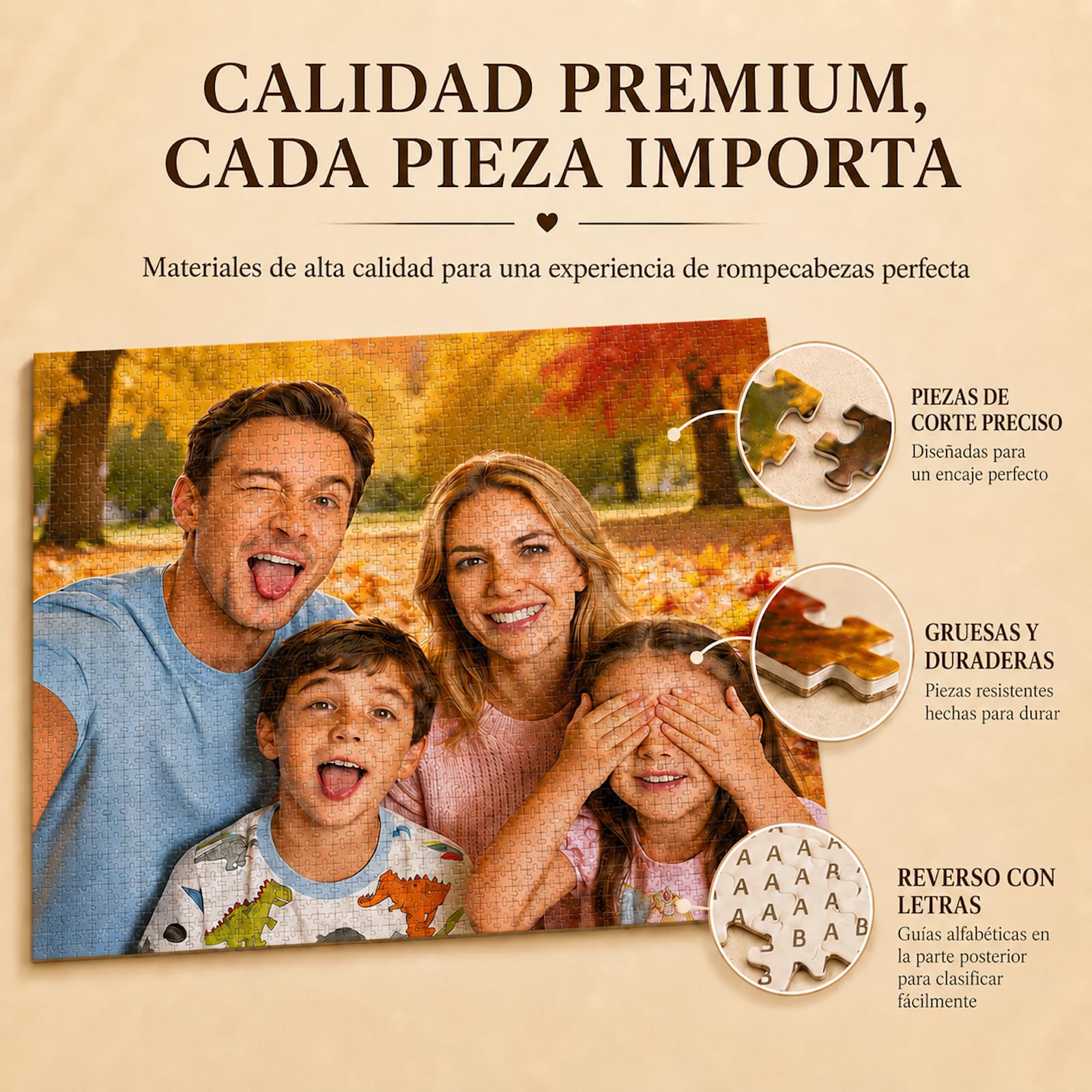 Puzzle Personalizado con Foto - Rompecabezas de Madera Personalizable con tu Propia Imagen, Diferentes Tamaños Disponibles (35 a 1000 Piezas), Regalo para Familia, Cumpleaños, Regalo
