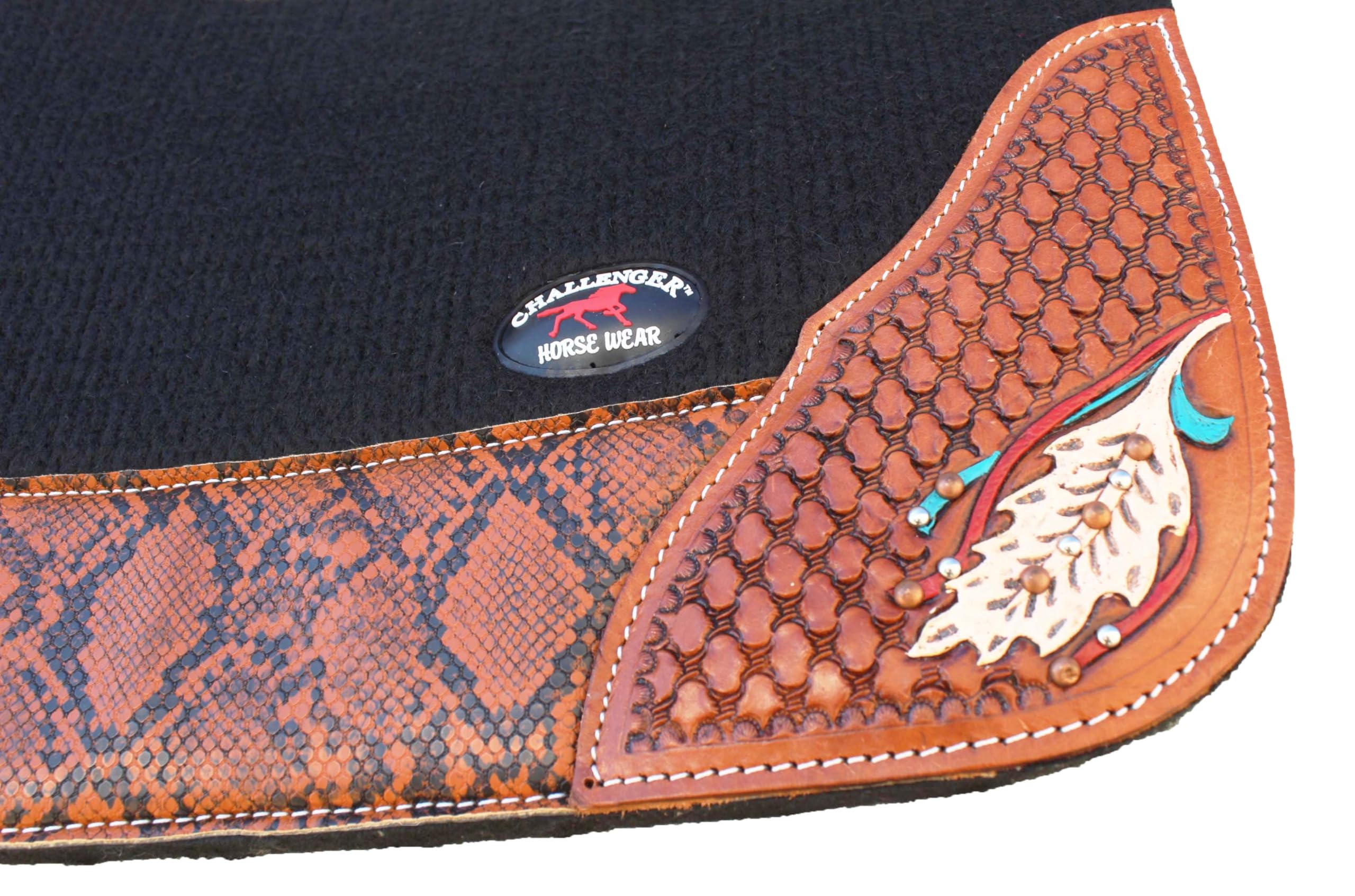 CHALLENGER Horse 39216BK - Sottosella terapeutico in feltro di lana, 81 x 76 cm, colore: Nero
