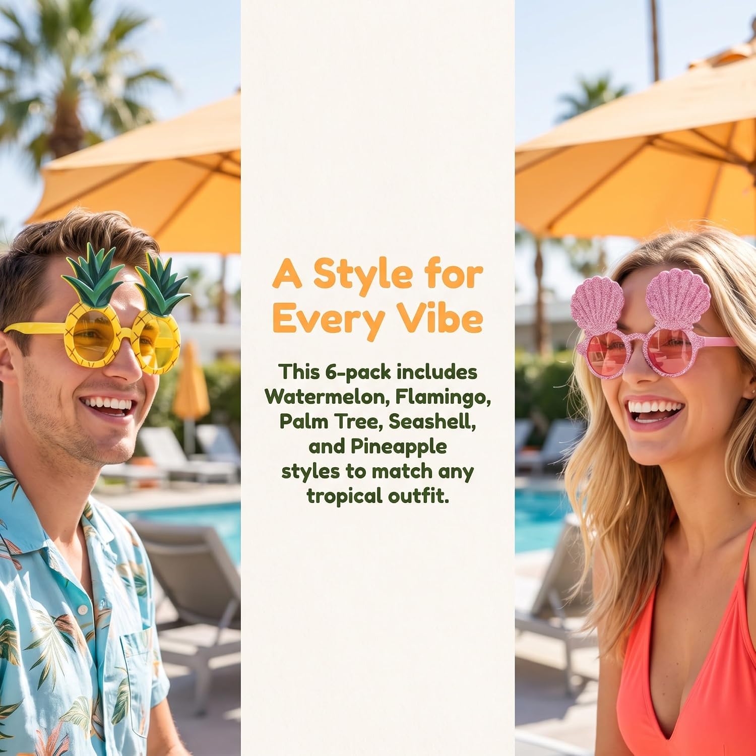 YARNOW 6pcs Hawaiian Sunglasses: Novelty Luau Party Glasses - Funny Boho Eyewear Photo Booth Props for Beach Holiday Summer Parties Swim Pool
