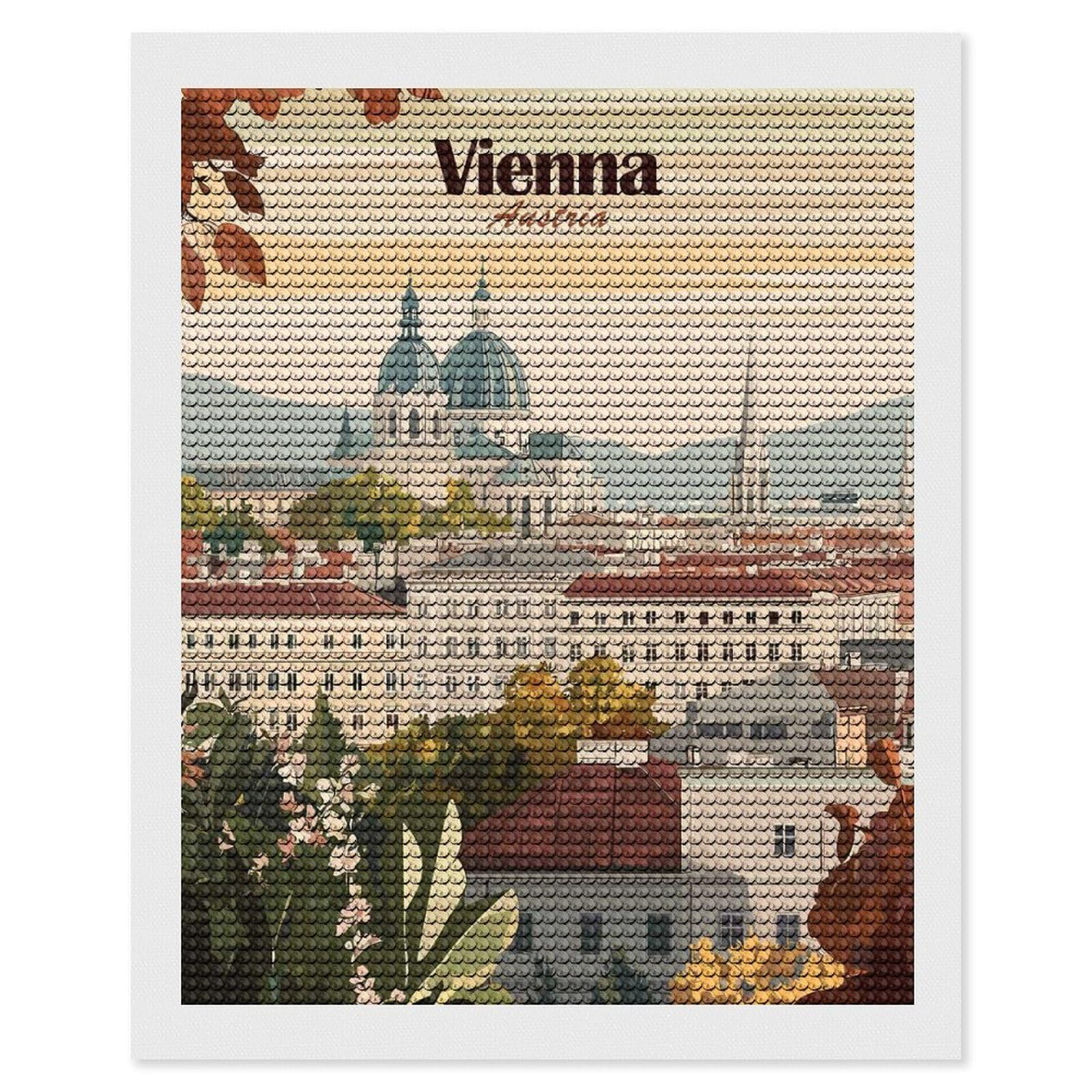 Junmoney Vienna Austria Cityscape Travel Diamond Art Kit 16"x20", Modern Decor, Farmhouse Decor, Home Wall Art, Festive Craft Gift, Handmade Wall Decor